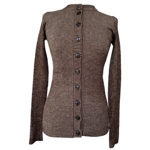 Brown Ribbed button up cardigan